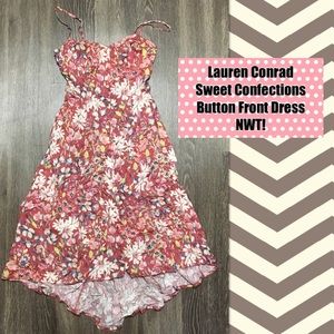 Pretty floral high low button front dress
